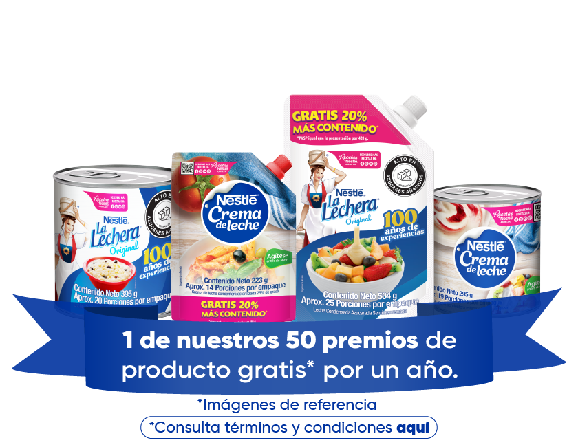 1 de nuestros 50 premios de producto gratis* por un año.