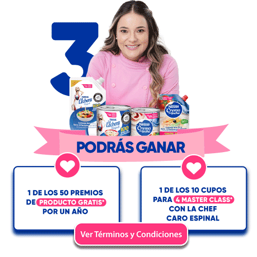 Paso 3 - Podrás ganar uno de los 50 premios de PRODUCTO GRATIS* por un año y 1 de los 10 Cupos para 4 Master Class*
